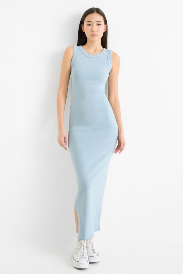 Damen - Bodycon Kleid - gerippt - hellblau