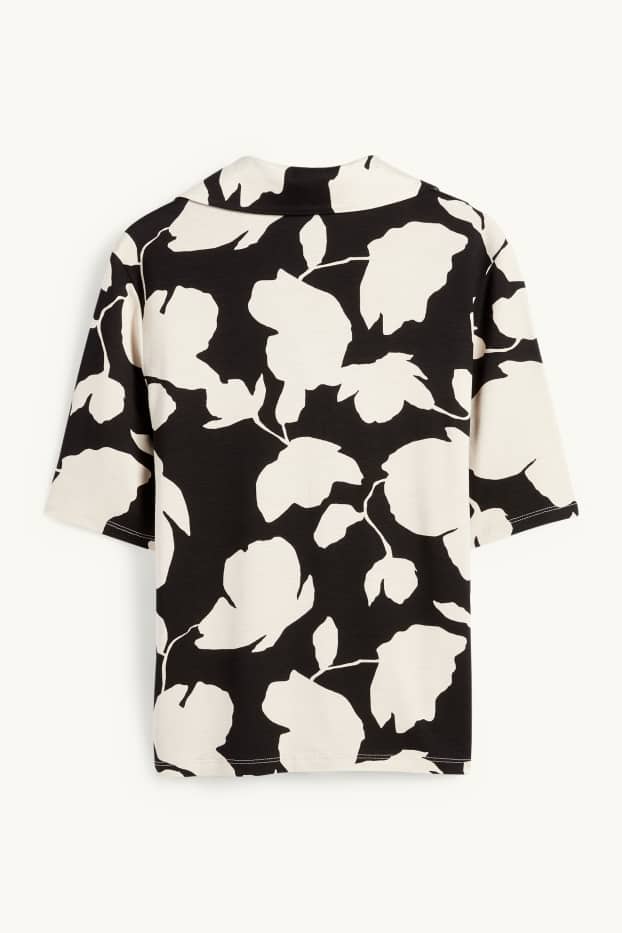 Women - Basic blouse - floral - black / beige