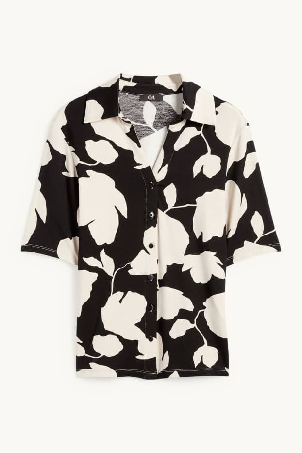 Women - Basic blouse - floral - black / beige