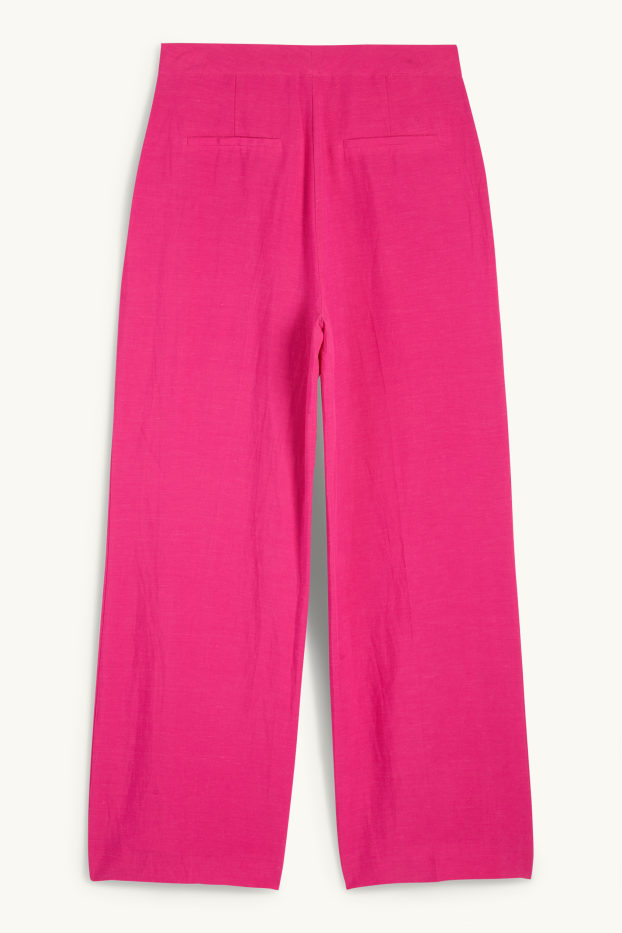 Women - Business trousers with linen content - high waist - straight fit - pink
