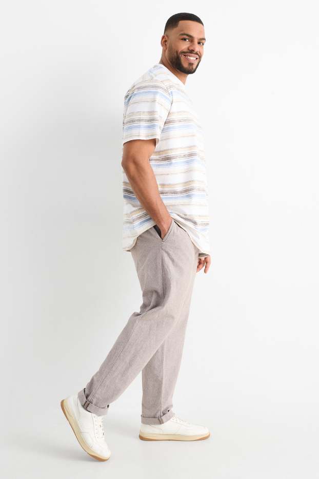 Hommes - Chino - tapered fit - marron clair