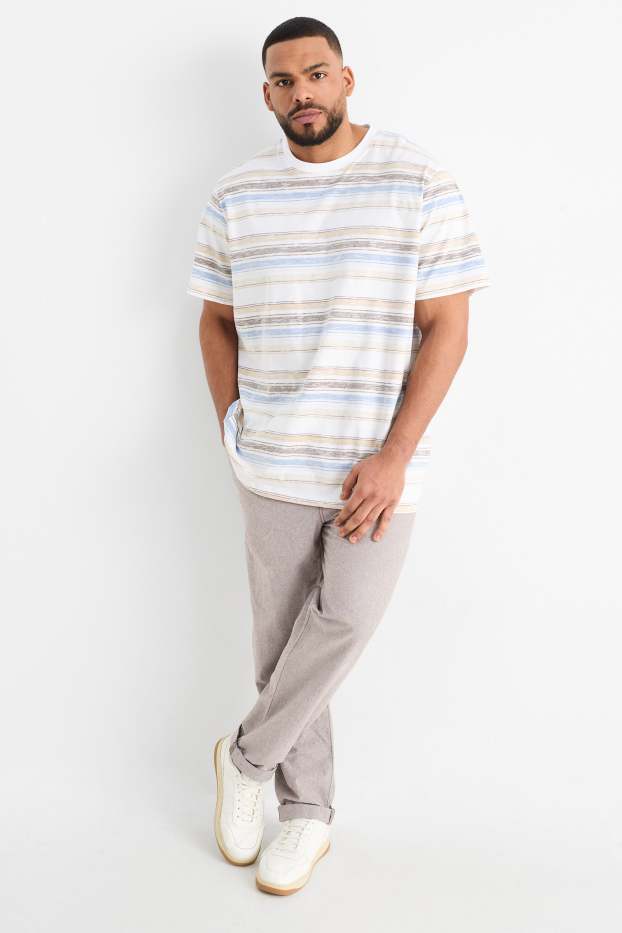 Hommes - Chino - tapered fit - marron clair