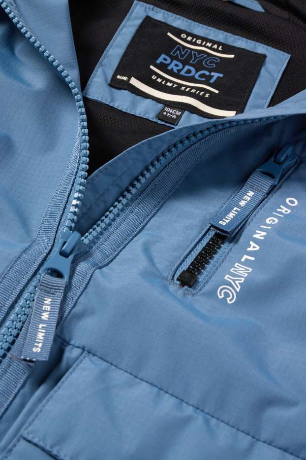 Kinder Jungen - Jacke mit Kapuze - wasserabweisend - blau
