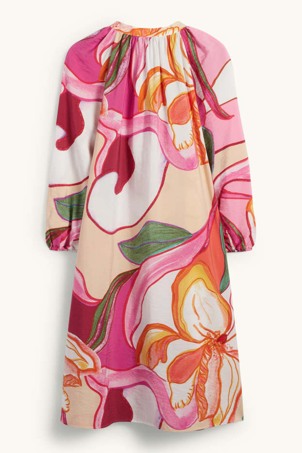 Damen - A-Linien Kleid - geblümt - pink