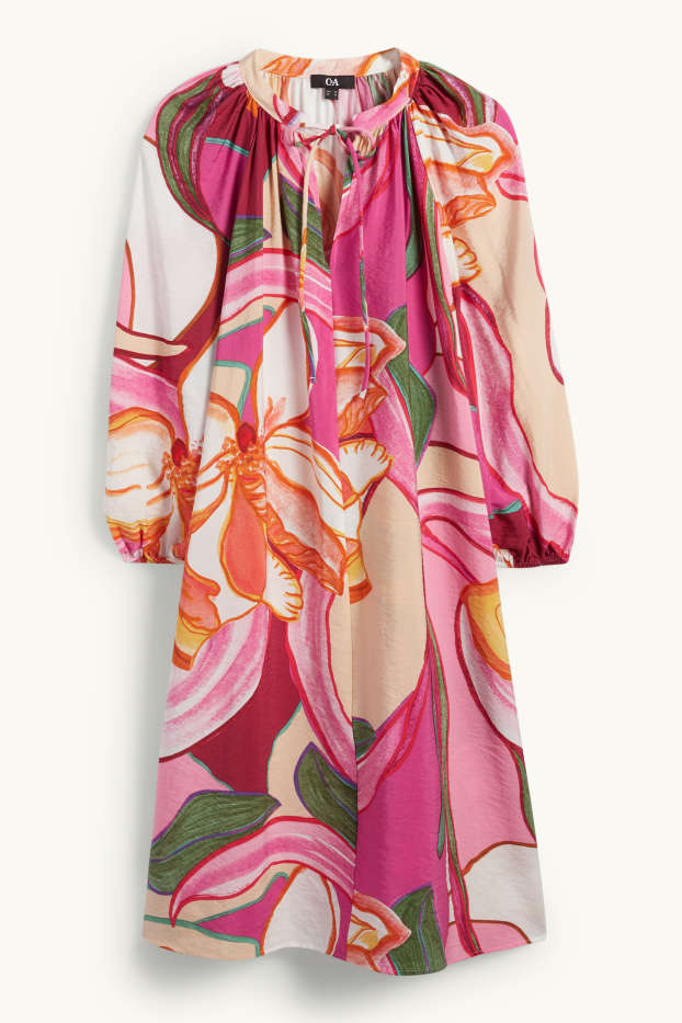 Damen - A-Linien Kleid - geblümt - pink