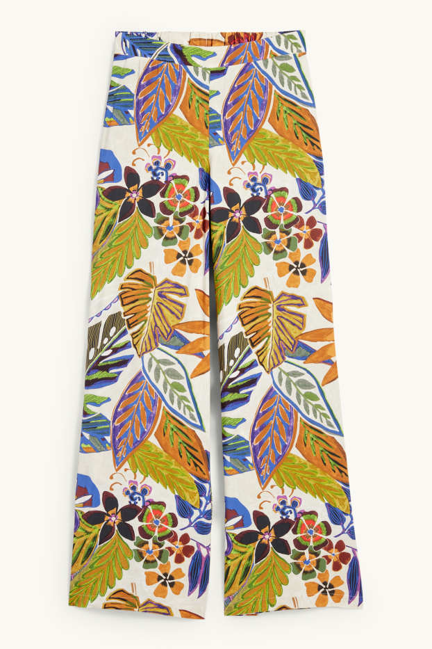 Dona - Pantalons de tela - high waist - wide leg - de flors - multicolor