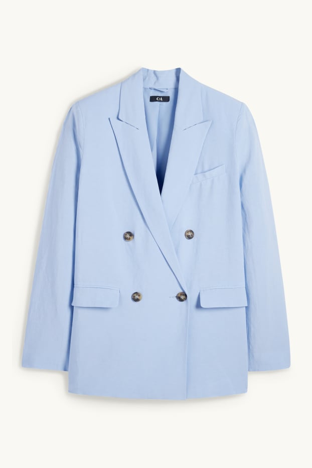 Dona - Americana llarga amb component de lli - regular fit - blau clar