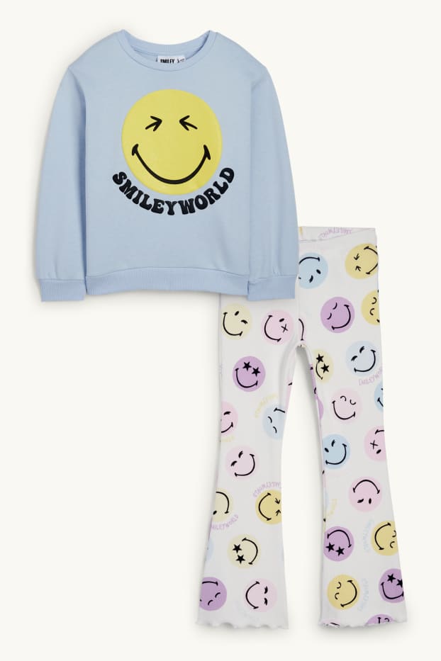 Kinderen: meisjes - SmileyWorld® - set - sweatshirt en flared legging - lichtblauw