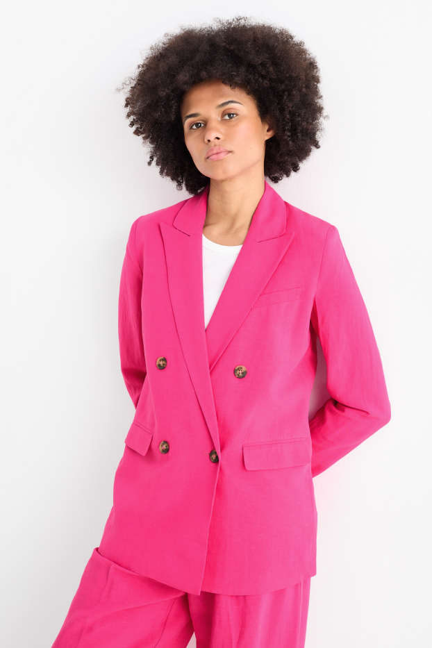 Dona - Americana llarga amb component de lli - regular fit - fúcsia