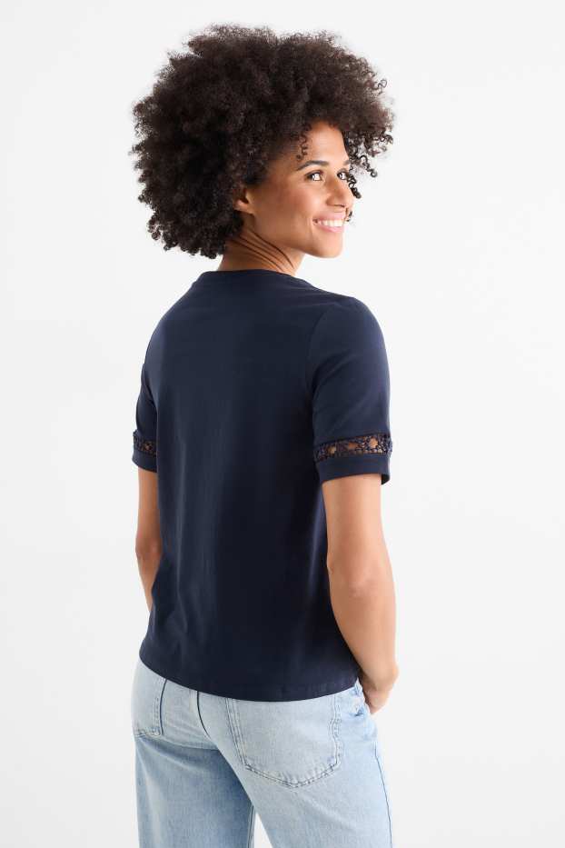 Dames - T-shirt - donkerblauw