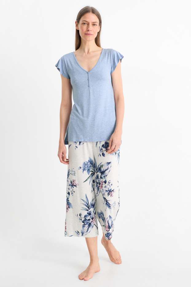 Damen - Viskose-Pyjama - hellblau