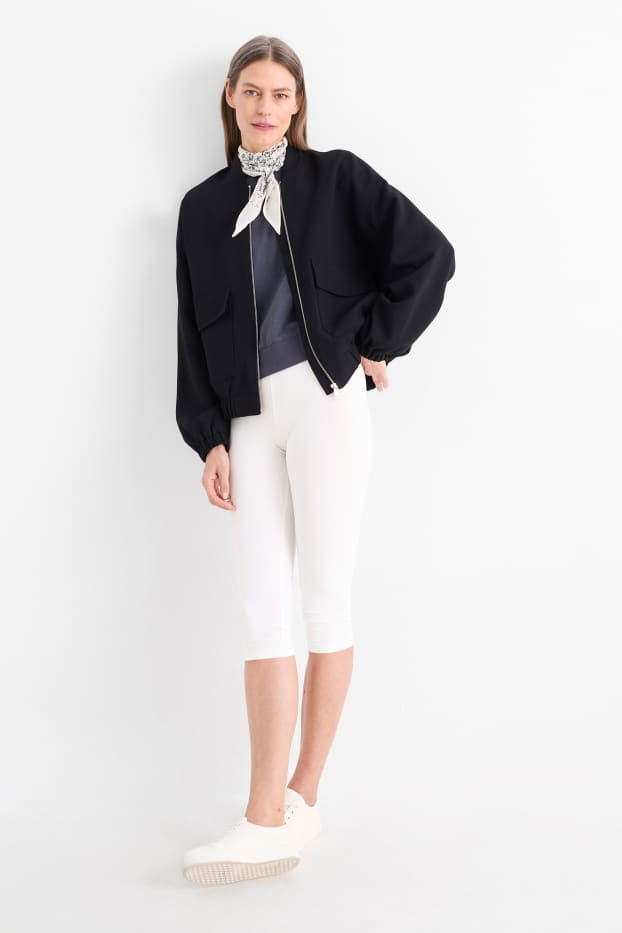 Dames - Set van 2 - basic capri-legging - zwart / wit