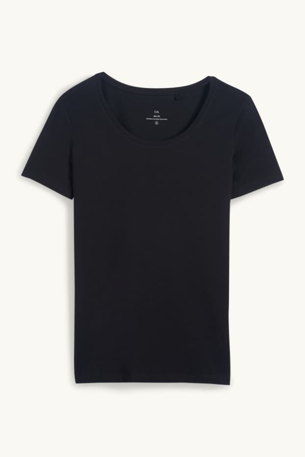 Damen - T-Shirt - Slim Fit - schwarz