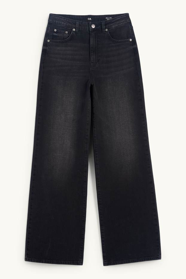 Damen - Wide Leg Jeans - High Waist - dunkeljeansgrau