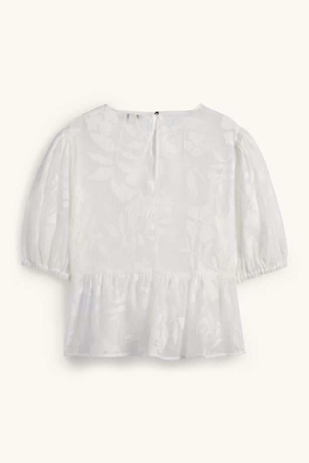 Dona - Brusa - de flors - blanc