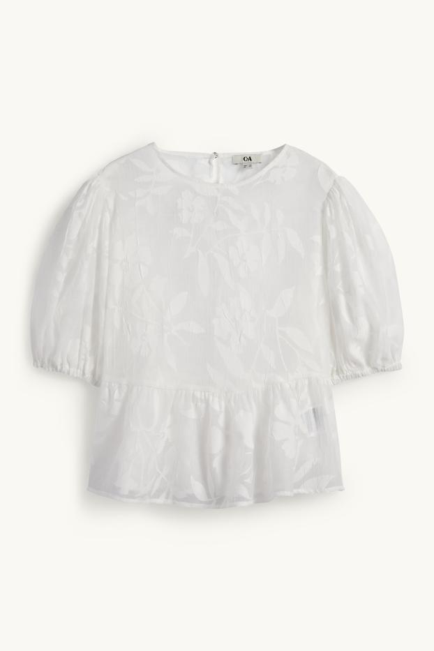 Dona - Brusa - de flors - blanc