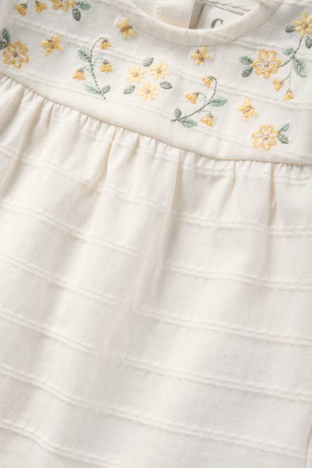 Neonate - Fiorellini - completo per neonate - 3 pezzi - bianco crema