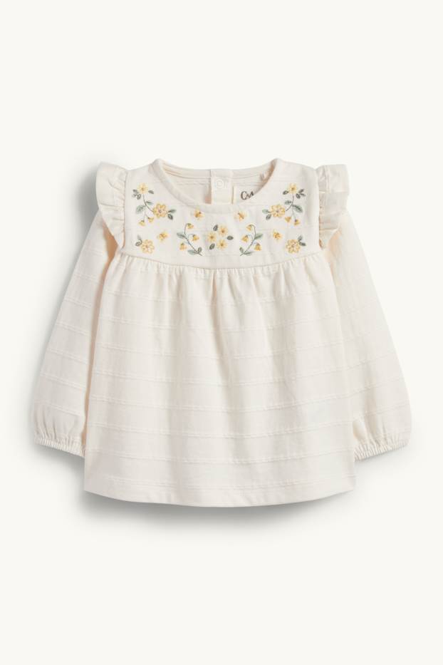 Neonate - Fiorellini - completo per neonate - 3 pezzi - bianco crema