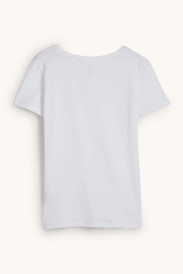 Dámské - Tričko s výstřihem ve tvaru V - slim fit - bílá