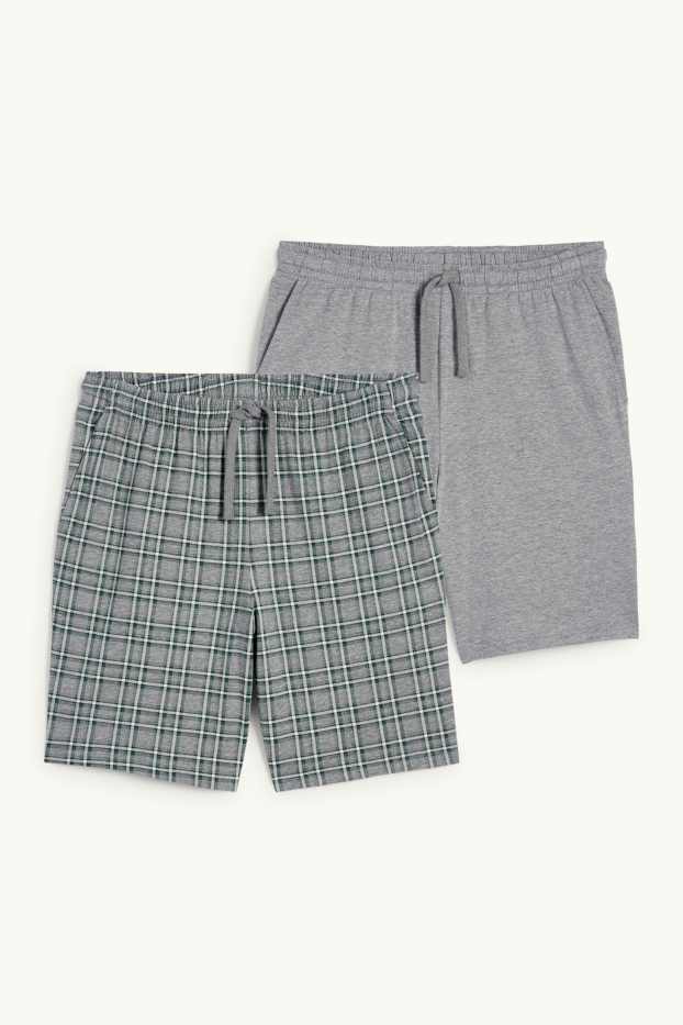 Hommes - Lot de 2 - shorts de pyjama - gris
