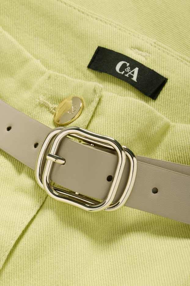 Femei - Pantaloni de stofă cu curea - wide leg - talie înaltă - verde deschis