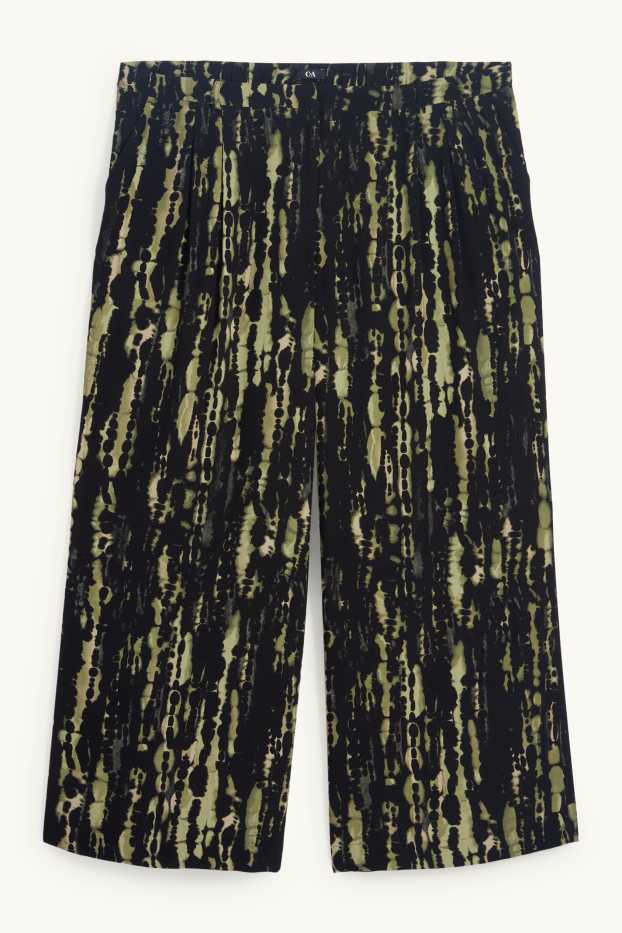 Mujer - Pantalón de tela - high waist - wide leg - estampado - verde