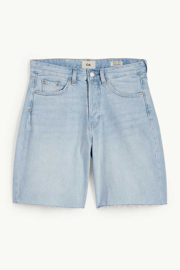Women - Denim shorts - mid-rise waist - LYCRA® - denim-light blue