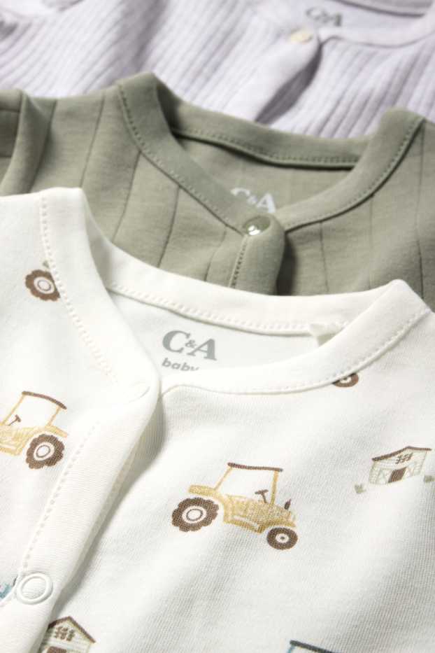 Baby Boys - Multipack of 3 - tractor - baby sleepsuit - green