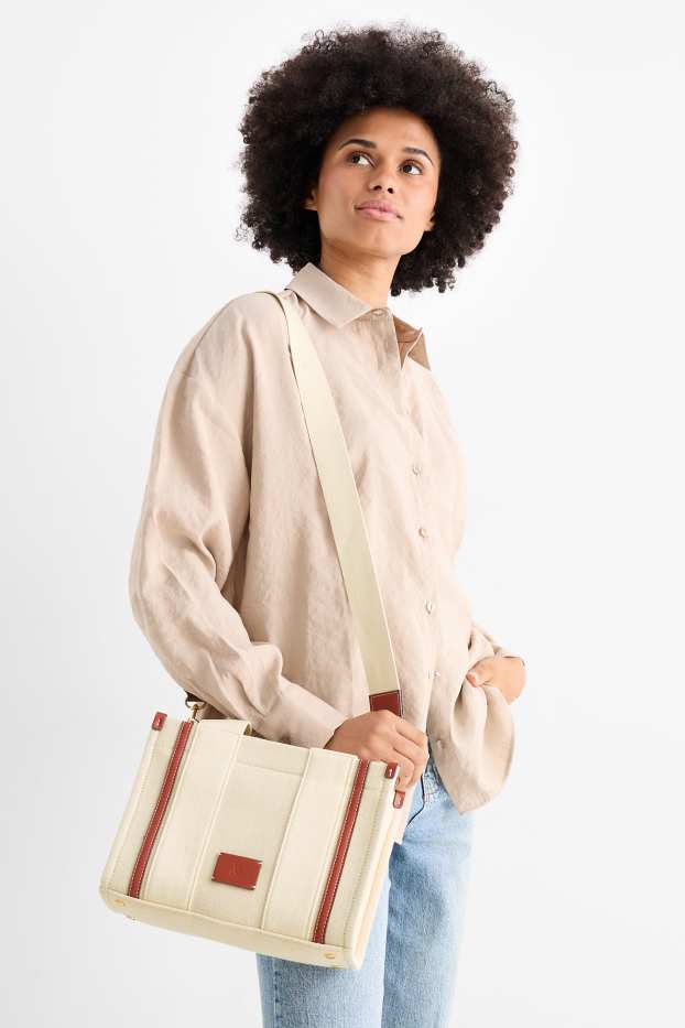 Women - Crossbody bag with detachable bag strap - beige