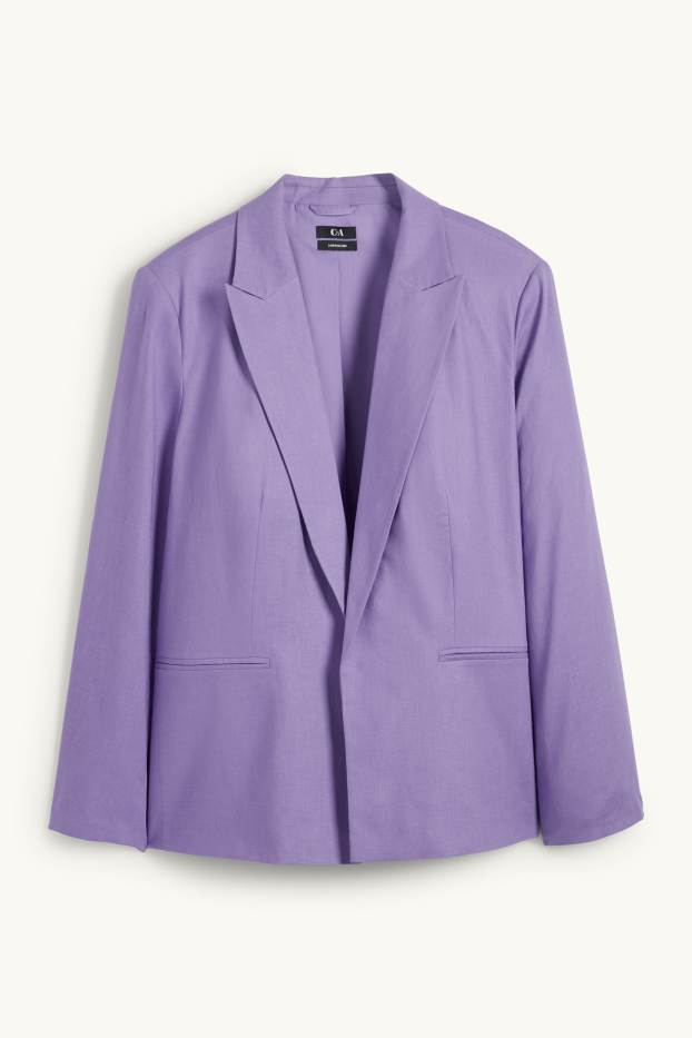 Donna - Blazer lungo - relaxed fit - misto lino - viola