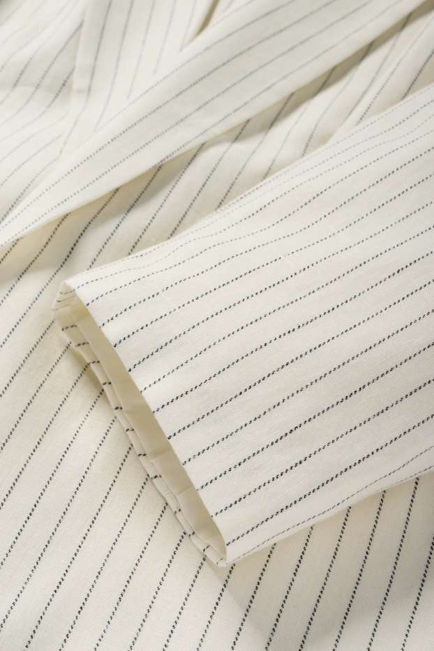 Dámské - Blejzr - relaxed fit - lněná směs - s úzkými proužky - krémově bílá