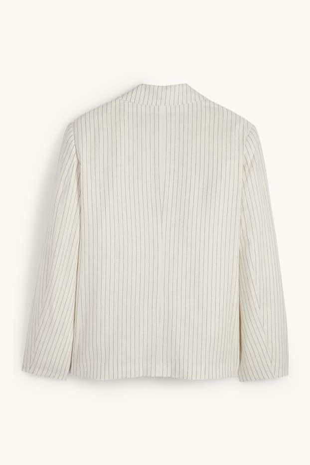 Dámské - Blejzr - relaxed fit - lněná směs - s úzkými proužky - krémově bílá