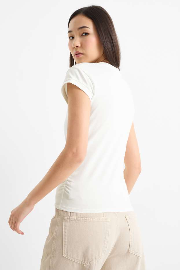 Damen - T-Shirt - cremeweiss