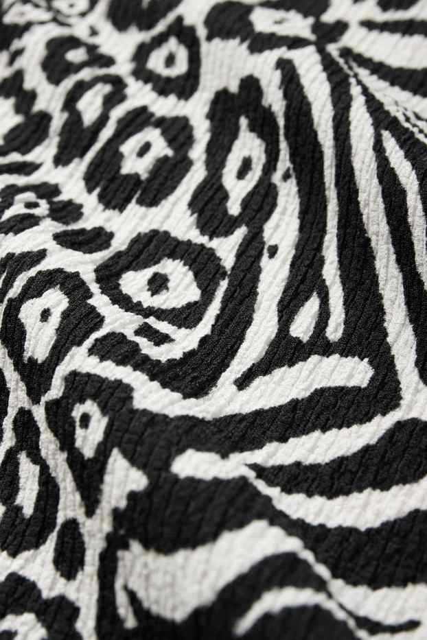 Women - T-shirt - patterned - textured - black / white