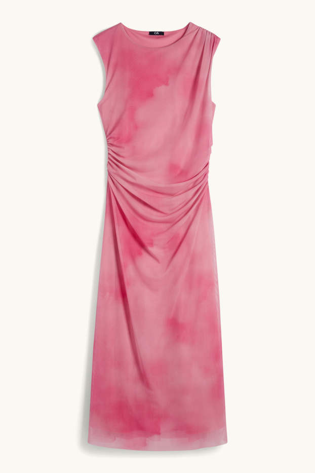 Dames - Jurk van mesh - met patroon - fuchsiarood