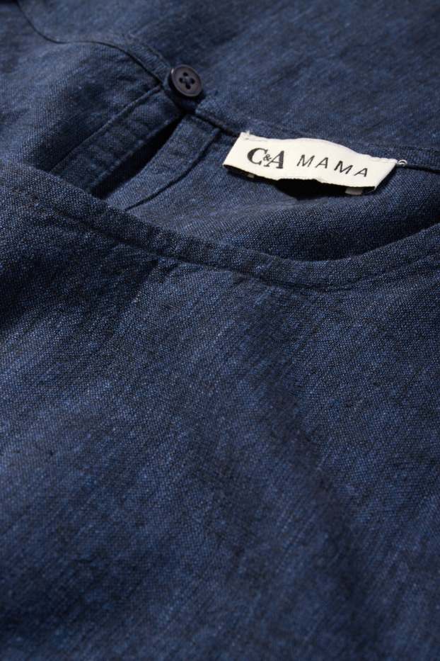 Femmes - Chemisier de grossesse - lin mélangé - bleu foncé