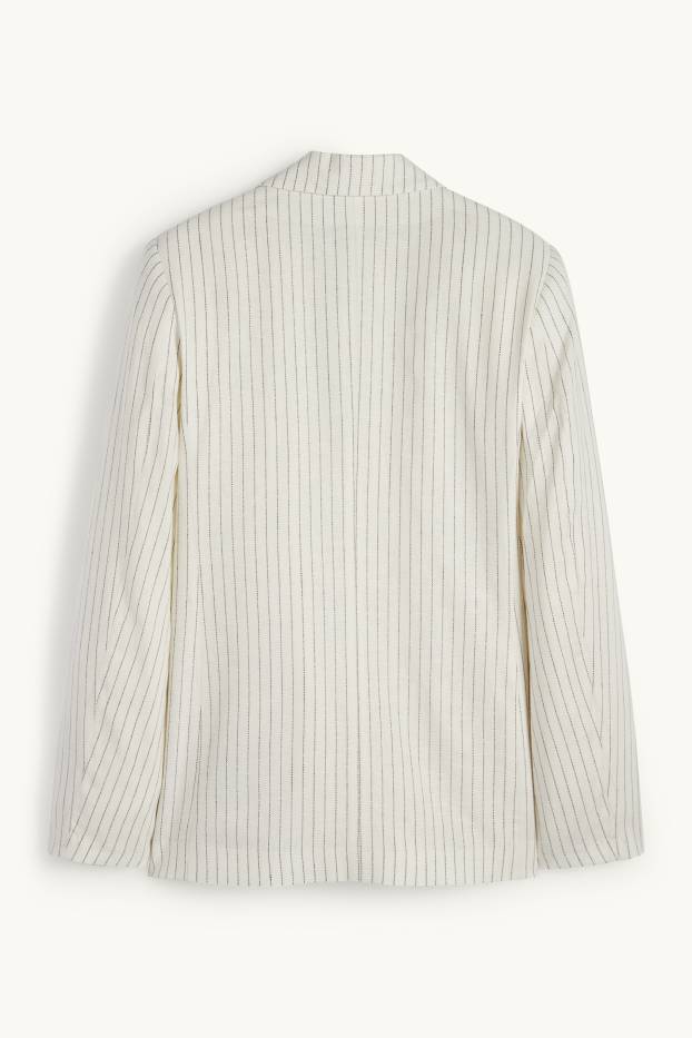 Dona - Americana formal - relaxed fit - mescla de lli - ratlla diplomàtica - blanc trencat