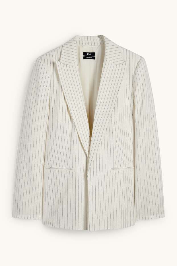 Dona - Americana formal - relaxed fit - mescla de lli - ratlla diplomàtica - blanc trencat