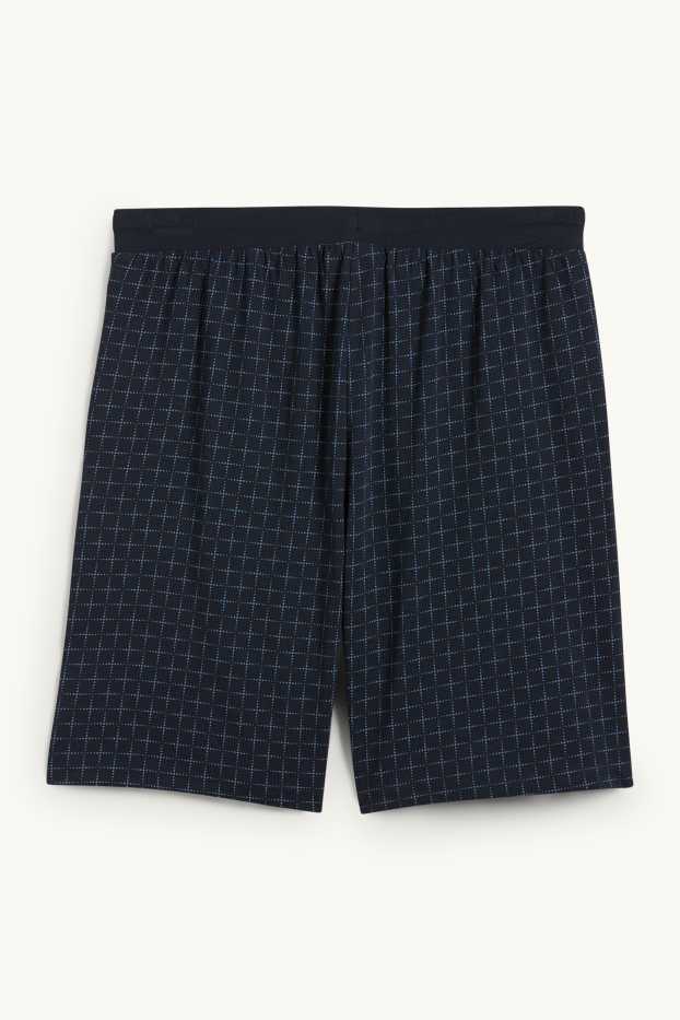 Herren - Pyjamashorts - kariert - dunkelblau