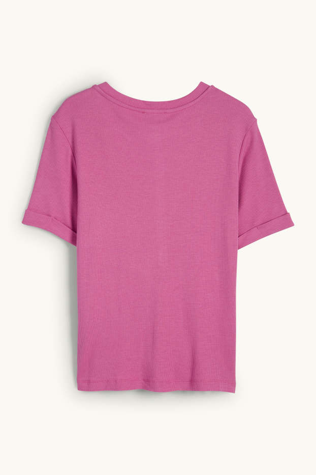 Femmes - Haut Henley - slim fit - finition côtelée - violet