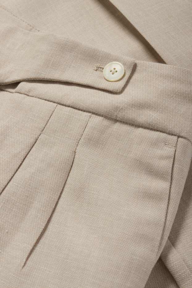 Women - Business trousers with linen content - high waist - wide leg - light beige