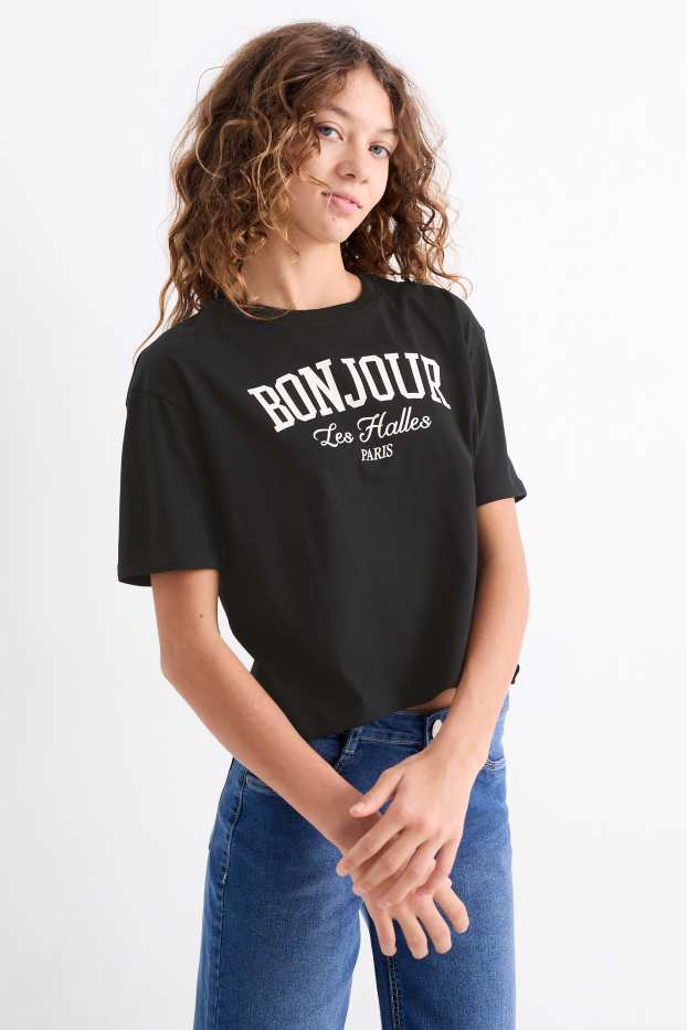 Copii - Fete - Multipack 2 buc. - inimi - tricou cu mânecă scurtă - negru