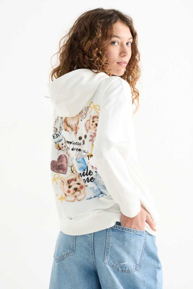 Kinder Mädchen - Hund, Katze und Hase - Hoodie - weiß