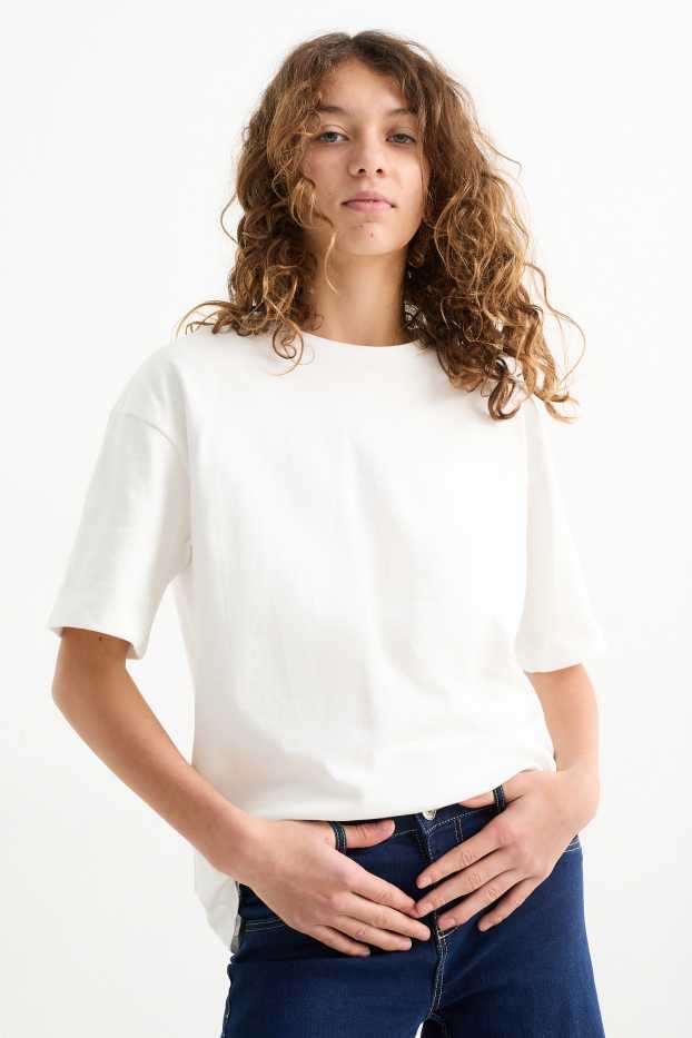 Enfants filles - Lot de 2 - T-shirts - blanc crème