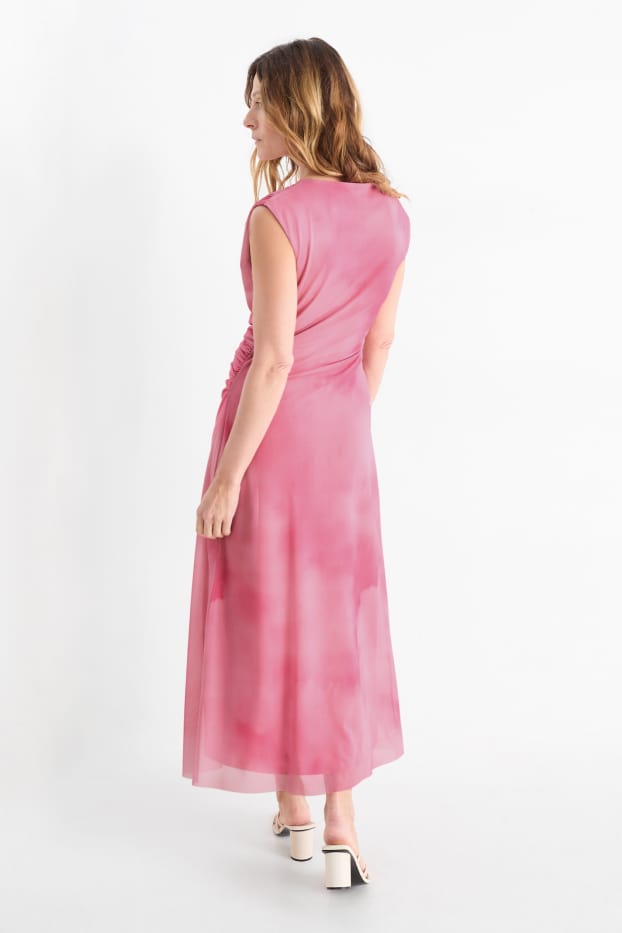 Dames - Jurk van mesh - met patroon - fuchsiarood