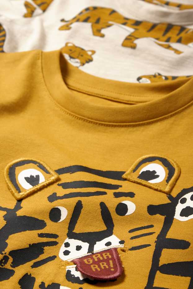 Kinder Buben - Multipack 2er - Tiger - Kurzarmshirt - hellorange