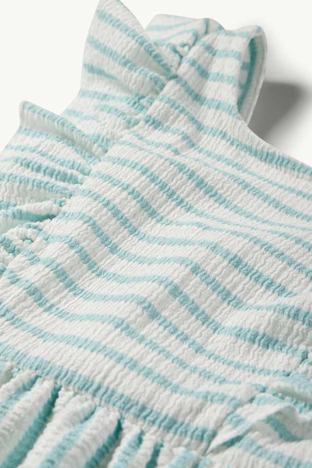 Enfants filles - Robe - à rayures - texturé - blanc / bleu clair