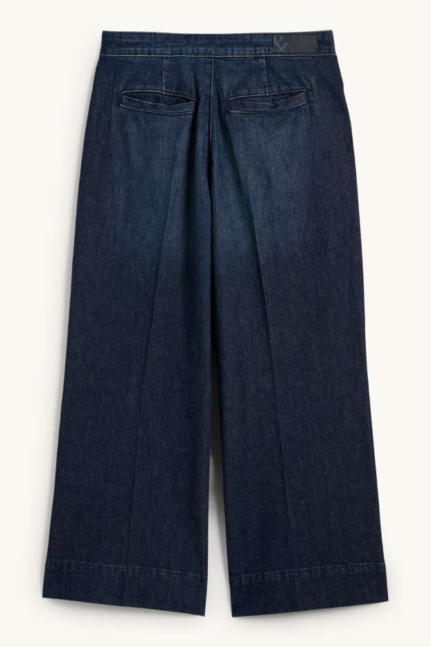 Damen - Crop Wide Leg Jeans - Mid Waist - dunkeljeansblau