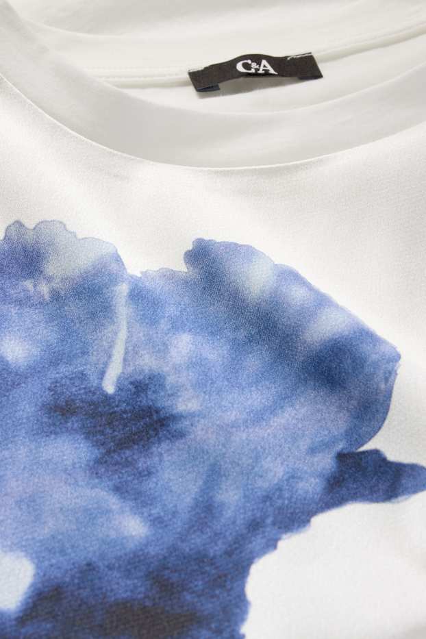 Femmes - T-shirt - blanc / bleu