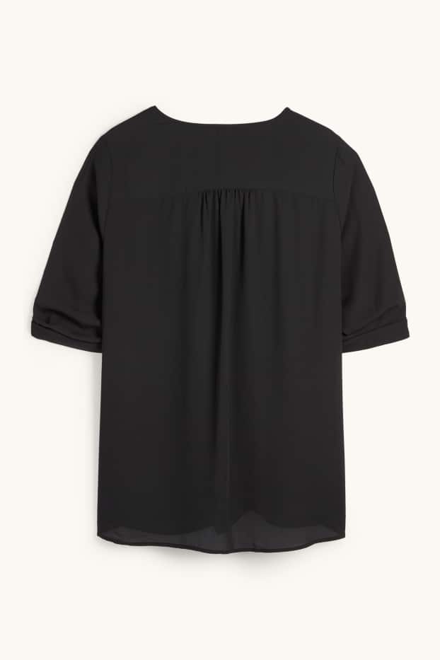 Women - V-neck blouse - black